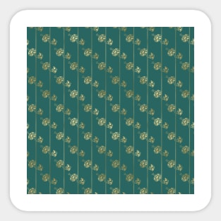 Teal and Gold Vintage Art Deco Floral Pattern Sticker